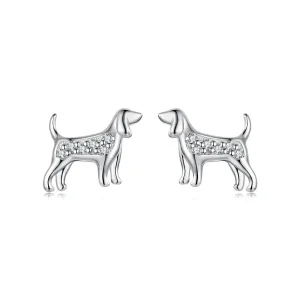 (zdjęcie do) Pandora Style Srebrne Kolczyki Wzór Golden Retriever z Cyrkoniami i Platerowane Platyną - SCE1894