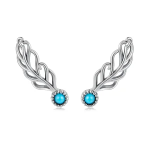 Pandora Style Srebrne Kolczyki Pióro z Turkusem - Srebro Próby 925 z Syntetycznym Turkusem i Efektem Utleniania - SCE1896 (zdjęcie do) Pandora Style Srebrne Kolczyki Pióro z Turkusem - Srebro Próby 925 z Syntetycznym Turkusem i Efektem Utleniania - SCE1896