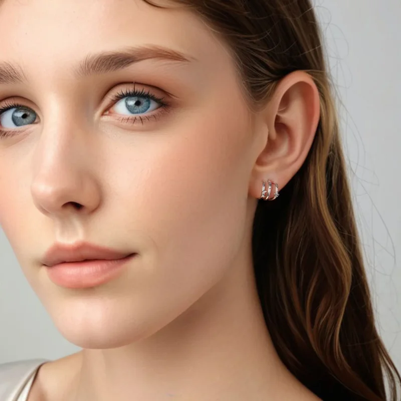 (zdjęcie do) Pandora Style Srebrne Kolczyki z Gwiazdą i Księżycem z Cyrkoniami i Oksydowanym - Wyświetl 8