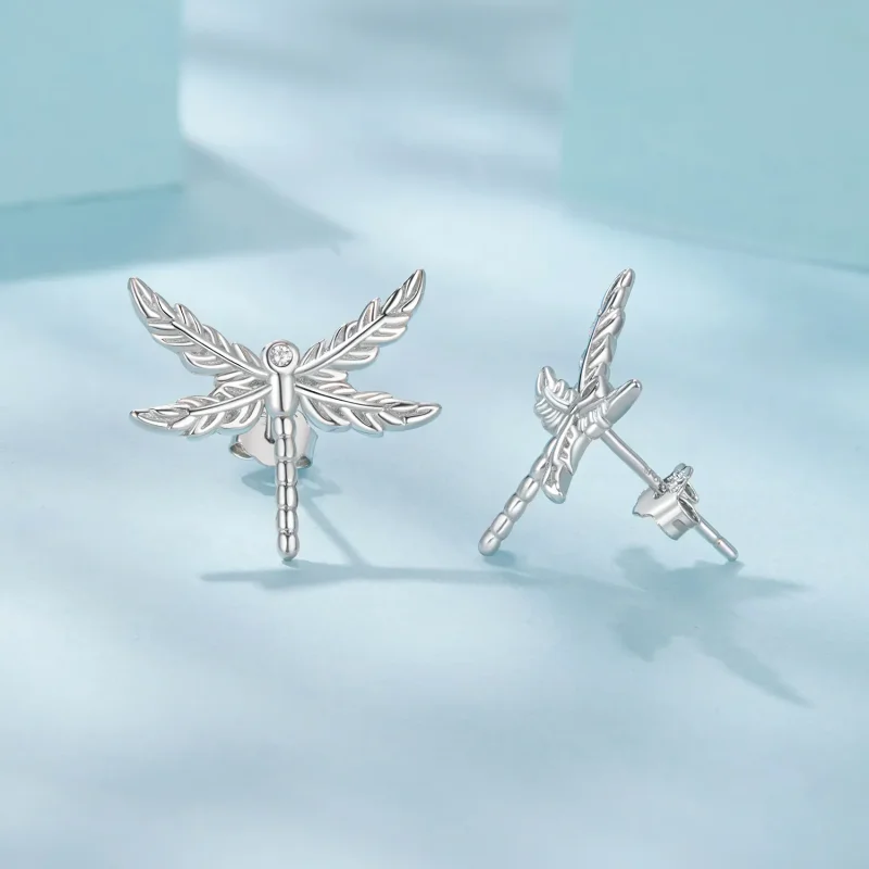 (zdjęcie do) Pandora Style 925 Srebro Platerowane Platyną Kolczyki Wkrętki z Motywem Ważki z - Wyświetl 4