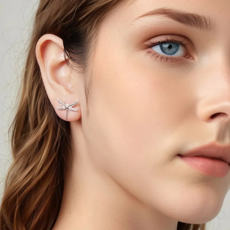 (zdjęcie do) Pandora Style 925 Srebro Platerowane Platyną Kolczyki Wkrętki z Motywem Ważki z - Wyświetl 8
