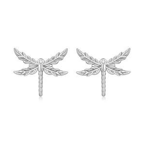 (zdjęcie do) Pandora Style 925 Srebro Platerowane Platyną Kolczyki Wkrętki z Motywem Ważki z Cyrkoniami - SCE1909