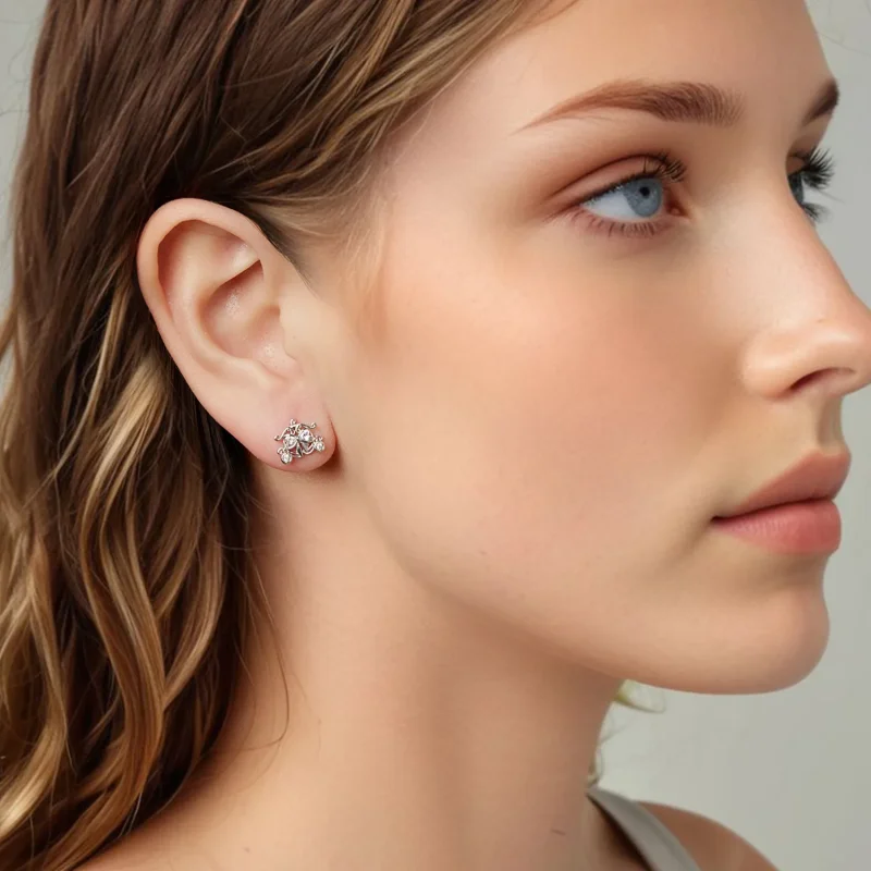 (zdjęcie do) Pandora Style 925 Srebro Próby Sterling Platerowane Platyną Kolczyki Kopertowe z - Wyświetl 9