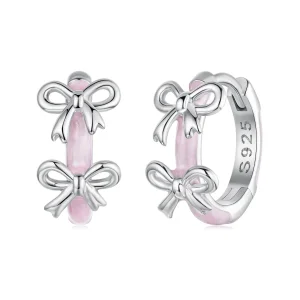 Pandora Style 925 Srebro Próbowane Platyną Różowa Kokardka Kolczyki z Emalią - SCE1926 (zdjęcie do) Pandora Style 925 Srebro Próbowane Platyną Różowa Kokardka Kolczyki z Emalią - SCE1926