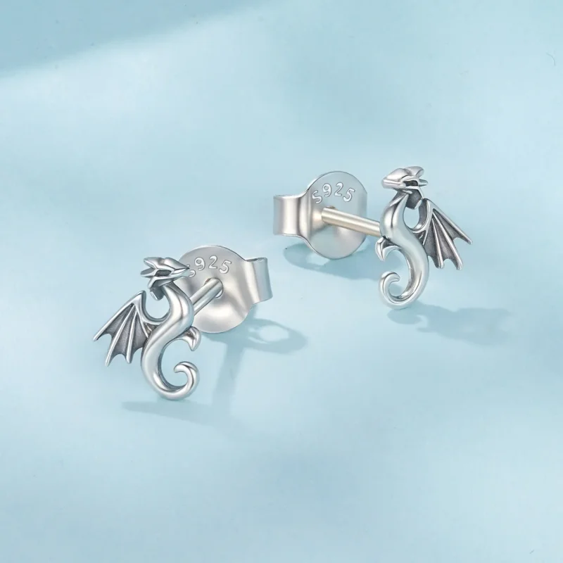(zdjęcie do) Pandora Style 925 Srebro Próby 925 Oksydowane Mini Kolczyki z Motywem Smoka - SC - Wyświetl 3