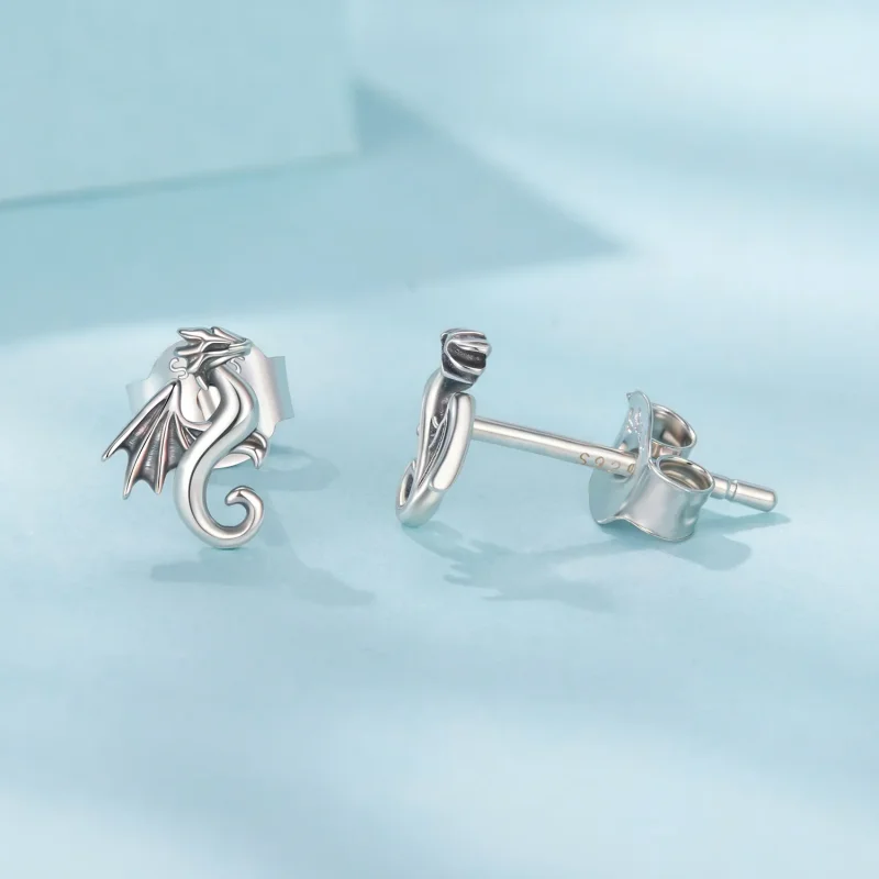 (zdjęcie do) Pandora Style 925 Srebro Próby 925 Oksydowane Mini Kolczyki z Motywem Smoka - SC - Wyświetl 4