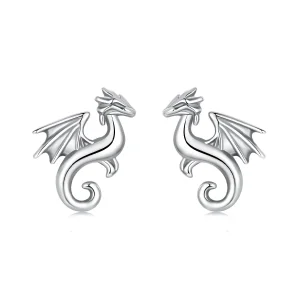 (zdjęcie do) Pandora Style 925 Srebro Próby 925 Oksydowane Mini Kolczyki z Motywem Smoka - SCE1930