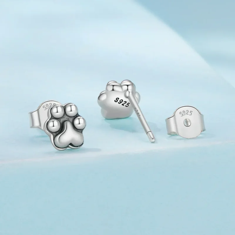 (zdjęcie do) Pandora Style 925 Srebro Próby 925 Kolczyki Pineska z Wytrawieniem w Wzór Łapy - - Wyświetl 2