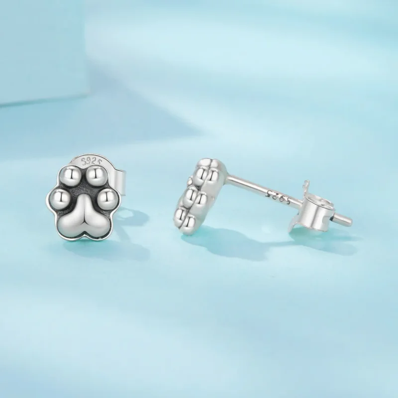 (zdjęcie do) Pandora Style 925 Srebro Próby 925 Kolczyki Pineska z Wytrawieniem w Wzór Łapy - - Wyświetl 4