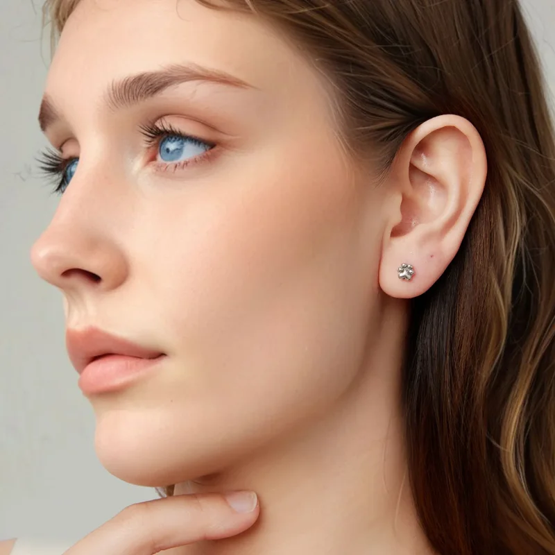 (zdjęcie do) Pandora Style 925 Srebro Próby 925 Kolczyki Pineska z Wytrawieniem w Wzór Łapy - - Wyświetl 7
