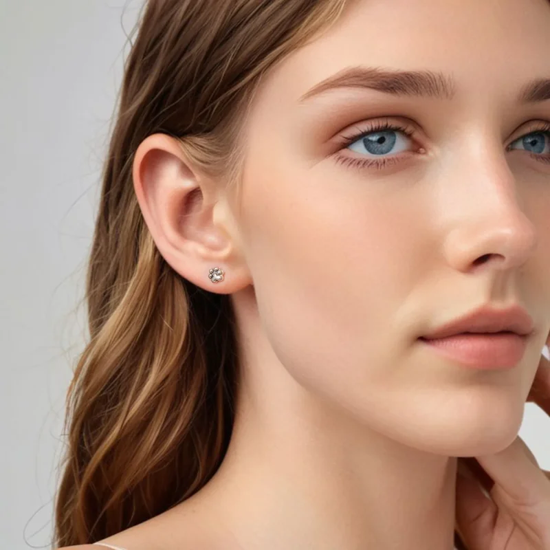 (zdjęcie do) Pandora Style 925 Srebro Próby 925 Kolczyki Pineska z Wytrawieniem w Wzór Łapy - - Wyświetl 8