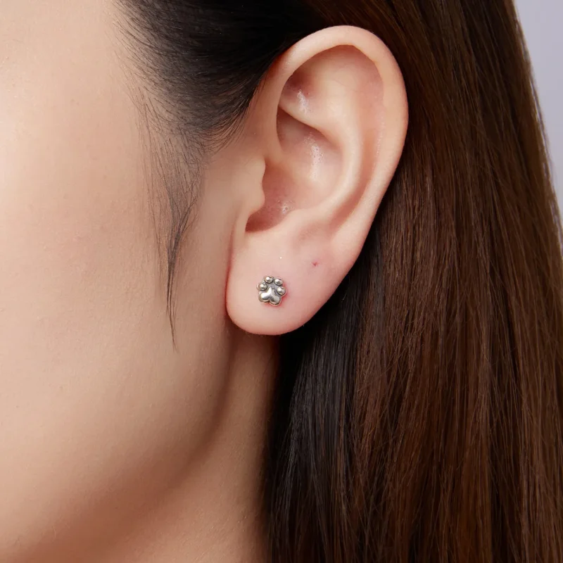 (zdjęcie do) Pandora Style 925 Srebro Próby 925 Kolczyki Pineska z Wytrawieniem w Wzór Łapy - - Wyświetl 9