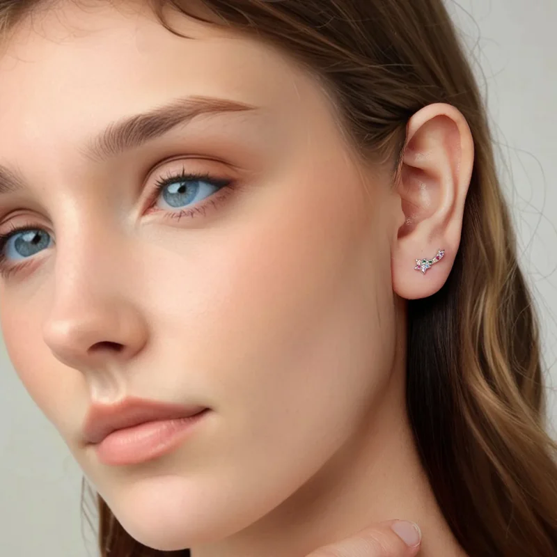 (zdjęcie do) Pandora Style 925 Srebrne Kolczyki Kulki Meteor z Wielokolorowymi Cyrkoniami i P - Wyświetl 8