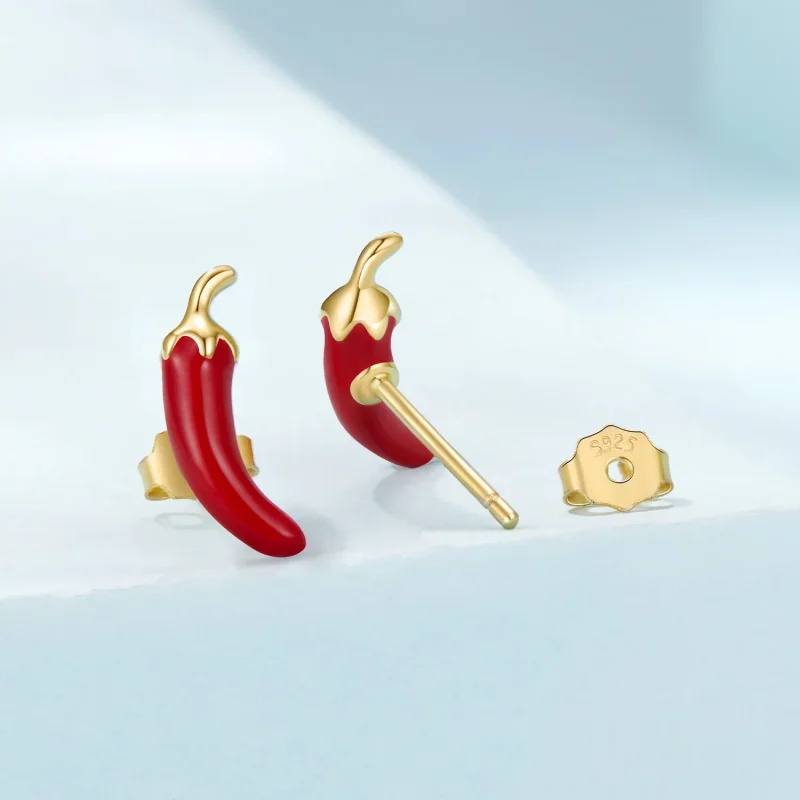 (zdjęcie do) Pandora Style Spicy Chili Kolczyki Wisiorkowe - 925 Srebro Próby z Pozłotą i Ema - Wyświetl 2