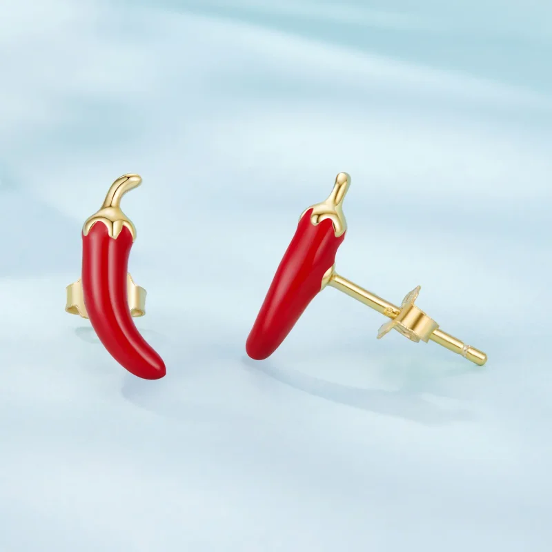 (zdjęcie do) Pandora Style Spicy Chili Kolczyki Wisiorkowe - 925 Srebro Próby z Pozłotą i Ema - Wyświetl 4