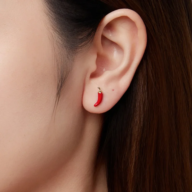 (zdjęcie do) Pandora Style Spicy Chili Kolczyki Wisiorkowe - 925 Srebro Próby z Pozłotą i Ema - Wyświetl 9