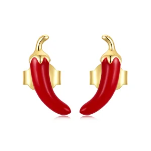 Pandora Style Spicy Chili Kolczyki Wisiorkowe - 925 Srebro Próby z Pozłotą i Emalią - SCE1937 (zdjęcie do) Pandora Style Spicy Chili Kolczyki Wisiorkowe - 925 Srebro Próby z Pozłotą i Emalią - SCE1937