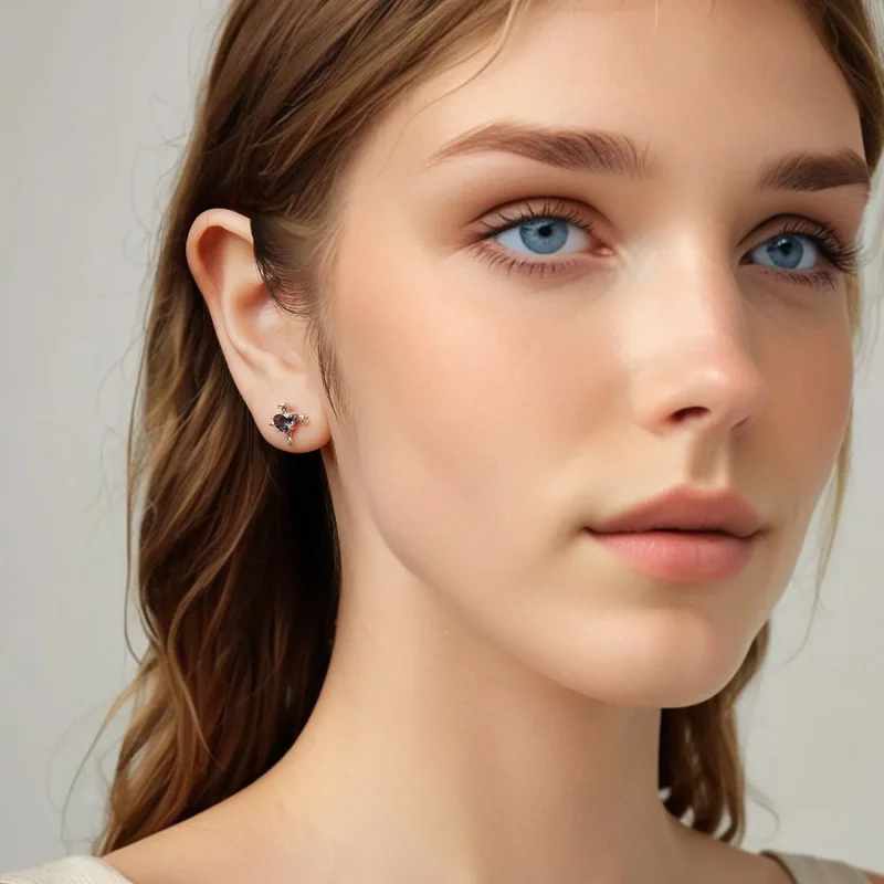(zdjęcie do) Pandora Style 925 Srebrne Kolczyki Półśrubkowe z Krzyżem ze Szkłem i Oksydacją - - Wyświetl 8