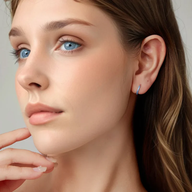 (zdjęcie do) Pandora Style 925 Srebrne Kolczyki z Niebieską Emalią i Efektem Utlenienia - SCE - Wyświetl 8