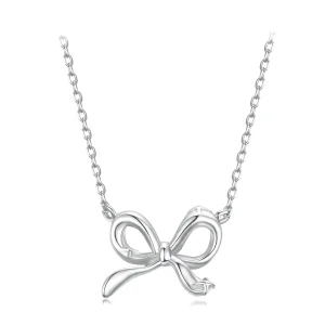 (zdjęcie do) Pandora Style Bowknot Pendant Necklace - 925 Srebro z Platerowane Platyną - SCN539-A