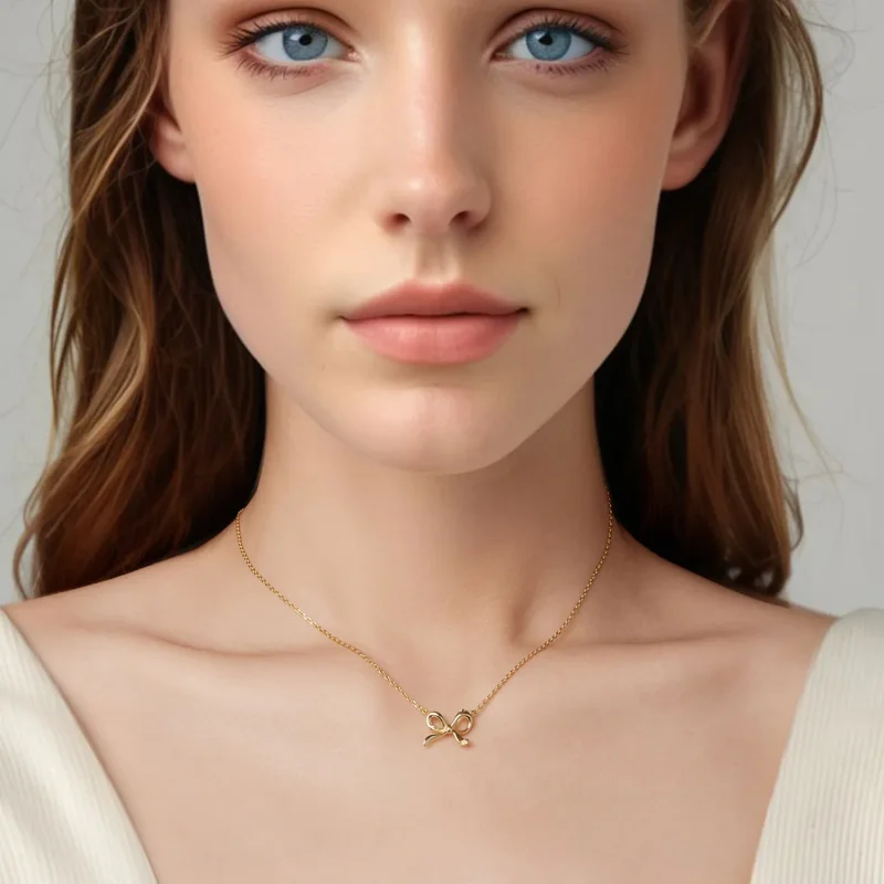 (zdjęcie do) Pandora Style Złoty Wisiorek z Kokardą - Srebro Próby 925 z Pozłotą - SCN539-B - Wyświetl 5