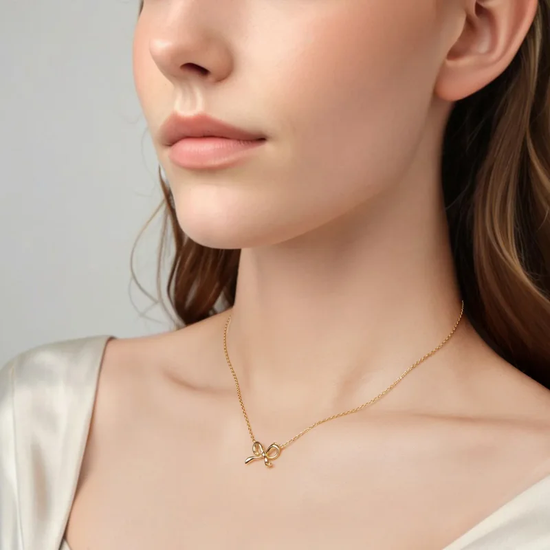 (zdjęcie do) Pandora Style Złoty Wisiorek z Kokardą - Srebro Próby 925 z Pozłotą - SCN539-B - Wyświetl 6