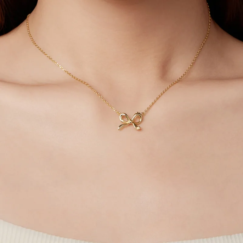 (zdjęcie do) Pandora Style Złoty Wisiorek z Kokardą - Srebro Próby 925 z Pozłotą - SCN539-B - Wyświetl 7