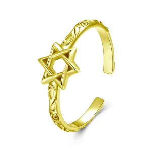 (zdjęcie do) Pandora Style Hexagram Otwarcie Pierścionka - 925 Srebro Próby z Pozłacaniem - SCR1078-EB