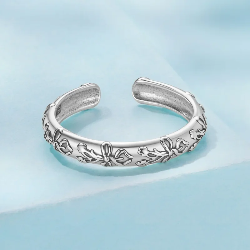 (zdjęcie do) Pandora Style 925 Srebro Próby Vintage Motyl Otwierany Pierścionek - Oksydowany - Wyświetl 3