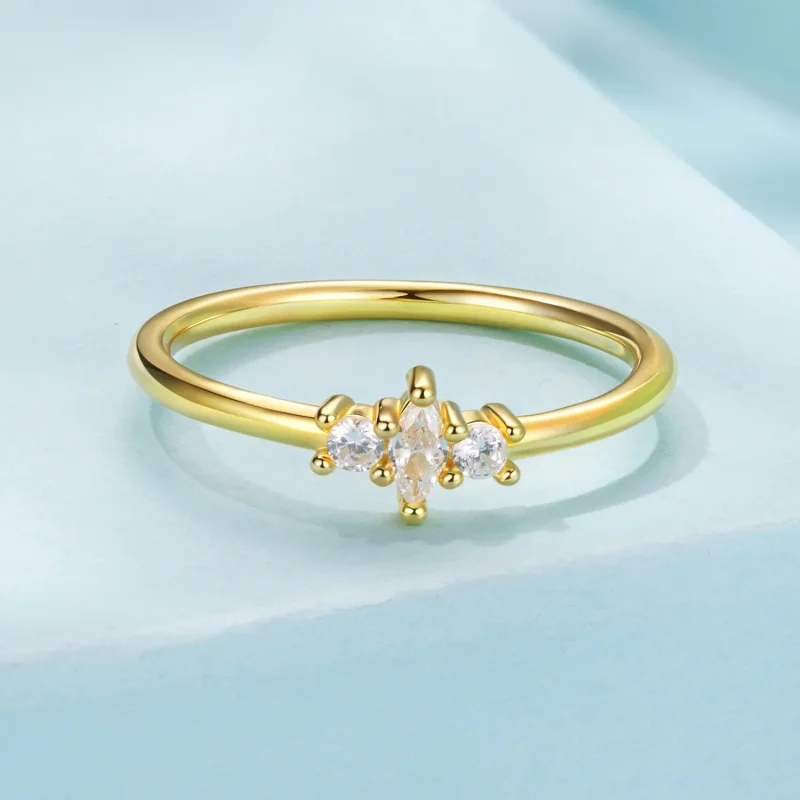 (zdjęcie do) Pandora Style 925 Srebrna Pierścionek z Cyrkoniami w Kształcie Łezki - Pozłacany - Wyświetl 6