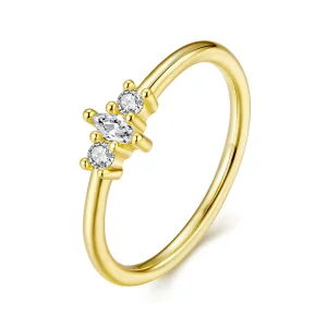 (zdjęcie do) Pandora Style 925 Srebrna Pierścionek z Cyrkoniami w Kształcie Łezki - Pozłacany, Regulowany - SCR1142