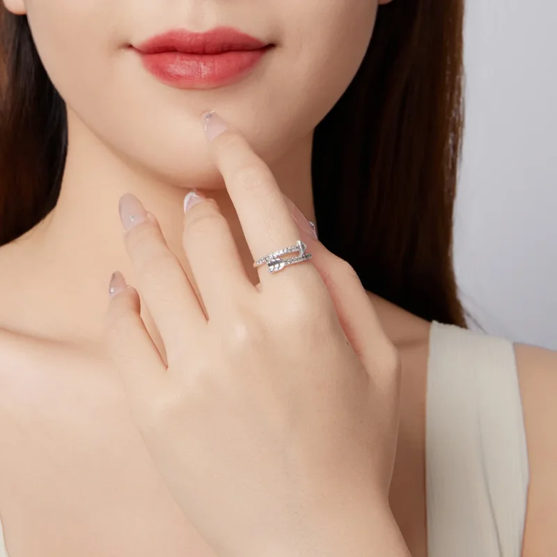 (zdjęcie do) Pandora Style 925 Srebrna Pierścionek Strzała Pave - Utleniony Pełny Cyrkon Regu - Wyświetl 3