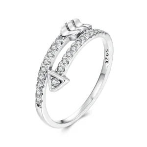 (zdjęcie do) Pandora Style 925 Srebrna Pierścionek Strzała Pave - Utleniony Pełny Cyrkon Regulowany - SCR1143
