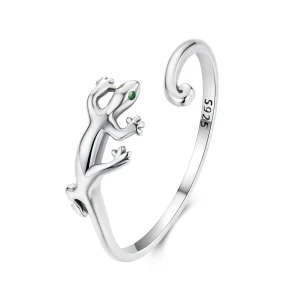 (zdjęcie do) Pandora Style 925 Srebrna Pierścionek z Gekonem - Oksydowany Cyrkon Regulowany - SCR1145-E