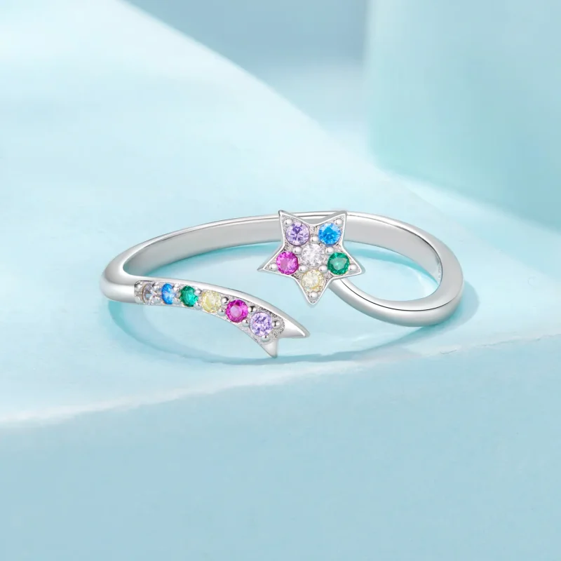 (zdjęcie do) Pandora Style 925 Srebro Próby 925 Wielokolorowy Meteor Otwarty Pierścionek z Cy - Wyświetl 3