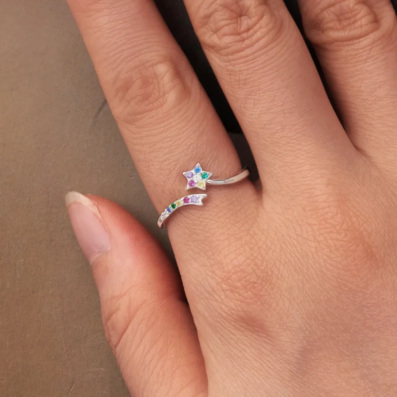 (zdjęcie do) Pandora Style 925 Srebro Próby 925 Wielokolorowy Meteor Otwarty Pierścionek z Cy - Wyświetl 4
