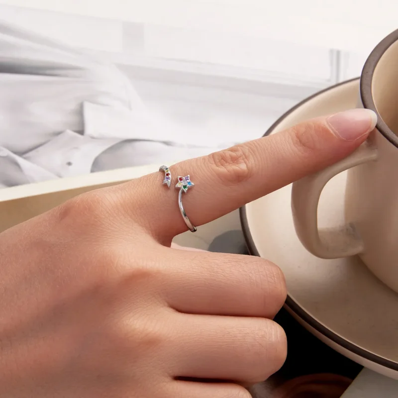 (zdjęcie do) Pandora Style 925 Srebro Próby 925 Wielokolorowy Meteor Otwarty Pierścionek z Cy - Wyświetl 5