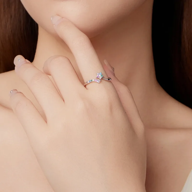 (zdjęcie do) Pandora Style 925 Srebro Próby 925 Wielokolorowy Meteor Otwarty Pierścionek z Cy - Wyświetl 9