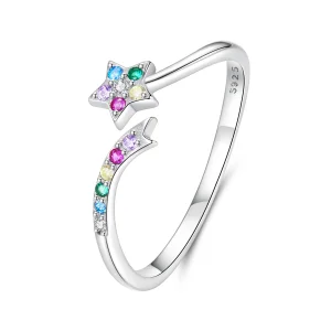 (zdjęcie do) Pandora Style 925 Srebro Próby 925 Wielokolorowy Meteor Otwarty Pierścionek z Cyrkoniami i Platerowany Platyną - SCR1148-E