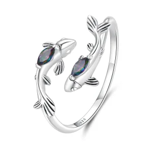 Pandora Style 925 Srebrna Pierścionek Ryby Otwarty ze Szkłem i Oksydacją - SCR1150-E (zdjęcie do) Pandora Style 925 Srebrna Pierścionek Ryby Otwarty ze Szkłem i Oksydacją - SCR1150-E