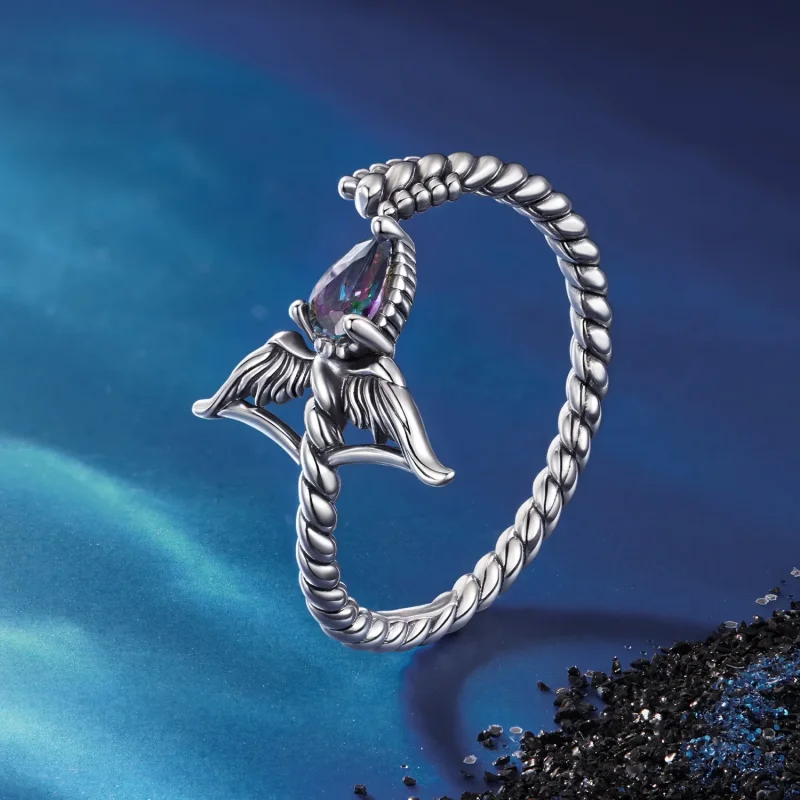 (zdjęcie do) Pandora Style 925 Srebrna Pierścionek Otwarty Strzelec ze Szkłem i Oksydacją - S - Wyświetl 2