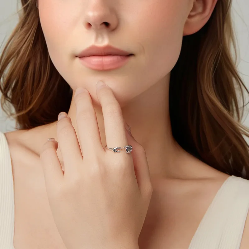 (zdjęcie do) Pandora Style 925 Srebrna pierścionek otwarty Rak ze szkłem i oksydacją - SCR115 - Wyświetl 6