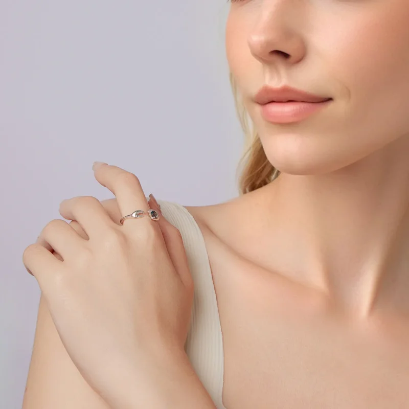 (zdjęcie do) Pandora Style 925 Srebrna pierścionek otwarty Rak ze szkłem i oksydacją - SCR115 - Wyświetl 7