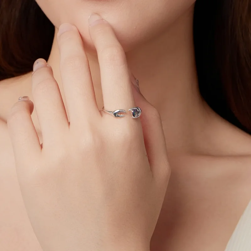 (zdjęcie do) Pandora Style 925 Srebrna pierścionek otwarty Rak ze szkłem i oksydacją - SCR115 - Wyświetl 8
