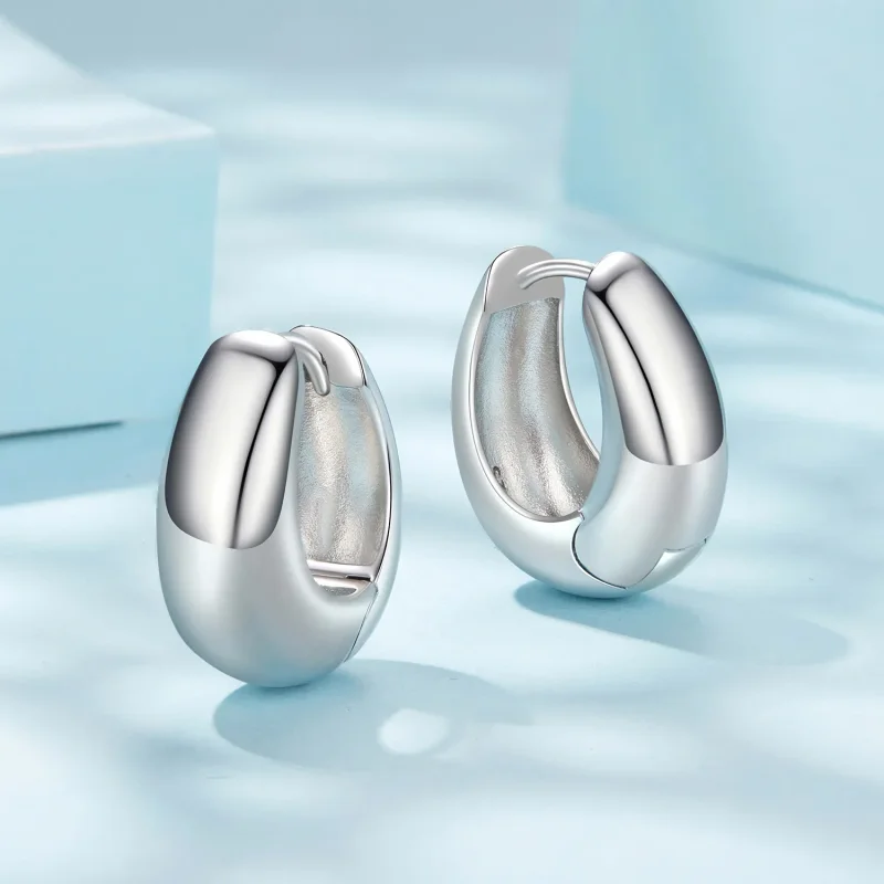 (zdjęcie do) Pandora Style Stylowe Miedziane Kolczyki Huggie z Posrebrzanego Srebra 925 i Zło - Wyświetl 3