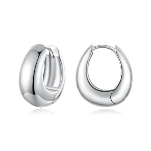 Pandora Style Stylowe Miedziane Kolczyki Huggie z Posrebrzanego Srebra 925 i Złocone Białym Złotem - YIE275 (zdjęcie do) Pandora Style Stylowe Miedziane Kolczyki Huggie z Posrebrzanego Srebra 925 i Złocone Białym Złotem - YIE275