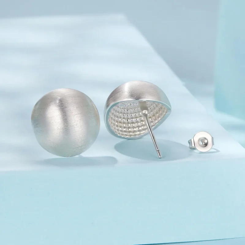 (zdjęcie do) Pandora Style Metalowe Kolczyki Kulki - Miedź Posrebrzana 925 - YIE276 - Wyświetl 2