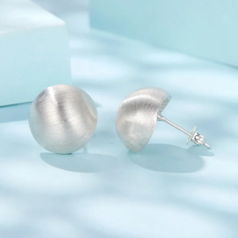 (zdjęcie do) Pandora Style Metalowe Kolczyki Kulki - Miedź Posrebrzana 925 - YIE276 - Wyświetl 4