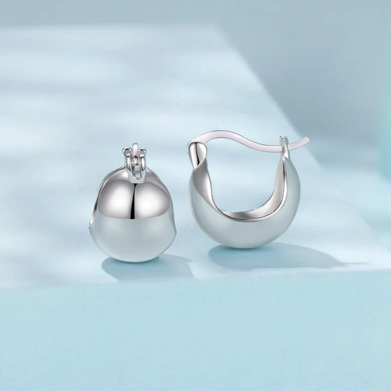(zdjęcie do) Pandora Style Metaliczne Kulki Kolczyki Huggie - Miedź Posrebrzana 925 - YIE277 - Wyświetl 2