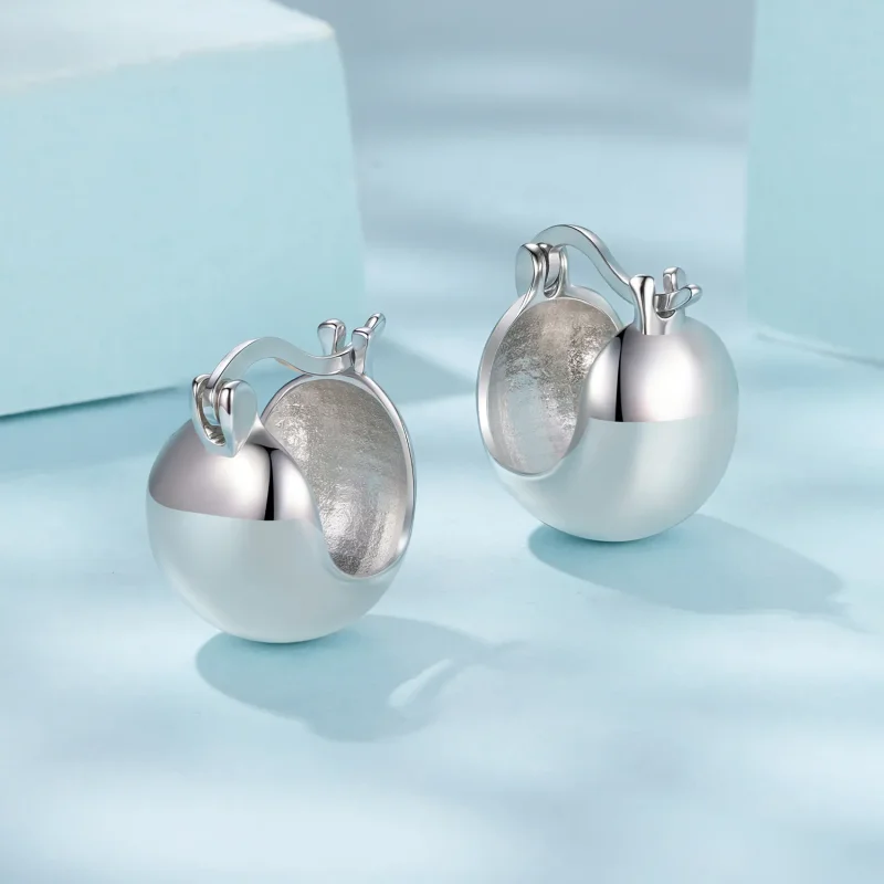 (zdjęcie do) Pandora Style Metaliczne Kulki Kolczyki Huggie - Miedź Posrebrzana 925 - YIE277 - Wyświetl 3